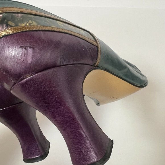 Vintage Margaret Jerrold Colorblock Pumps Heels Shoes Leather Spain Size 9 M - Picture 7 of 9